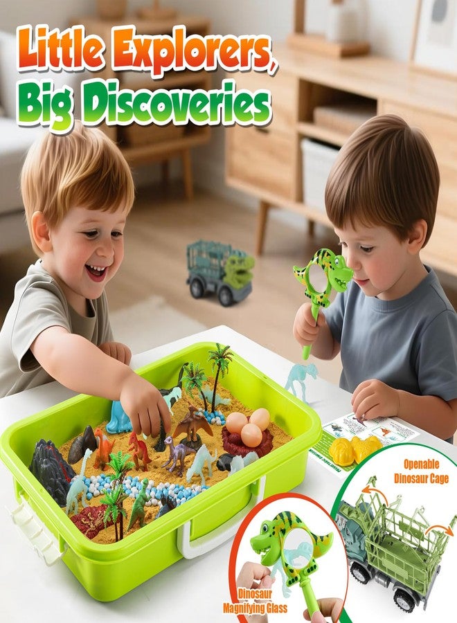 FRUSE Dinosaur Sensory Bin Toys,Play Sand Art Kit with 2.2lbs Sensory Play Sand,Glow in The Dark Dinosaurs,Dino Magnifying Glass and Sandbox,Learning Toys for Kids Ages 3 4 5 6 7 8 - Image 4